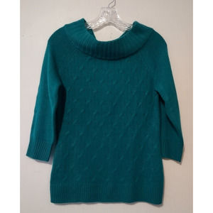 New York & Company Emerald Green Wide Neck 3/4 Sleeve Sweater Size Small